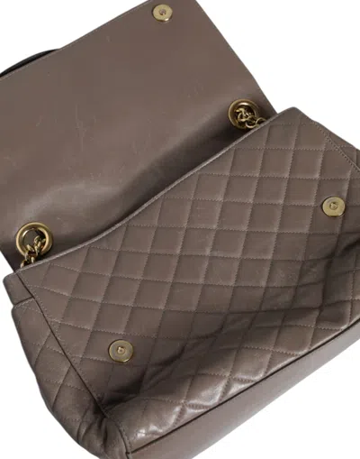 Pre-owned Dolce & Gabbana Brown Quilted Leather Shoulder Purse Satchel Women's Bag ()