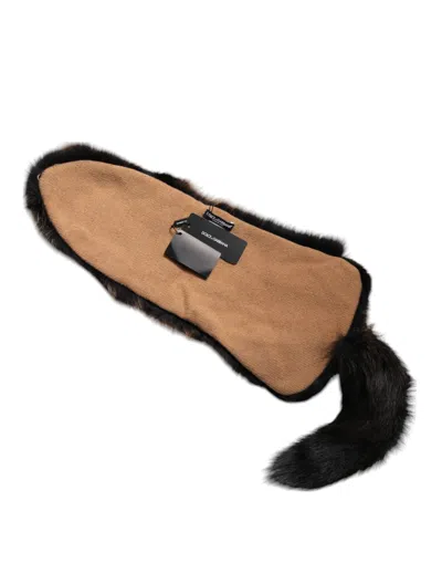 Dolce & Gabbana Brown Red Fox Fur Neck Warmer Winter Women's Scarf In Brown