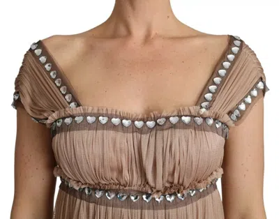 Pre-owned Dolce & Gabbana Brown Silk Sleeveless Shift Maxi Women's Dress ()