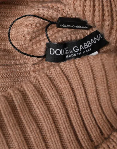 Dolce & Gabbana Brown Solid Knitted Fur Ball Winter Beanie Hat In Brown