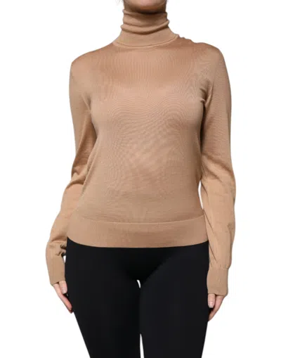 Pre-owned Dolce & Gabbana Brown Turtleneck Long Sleeve Pullover Women's Sweater ()