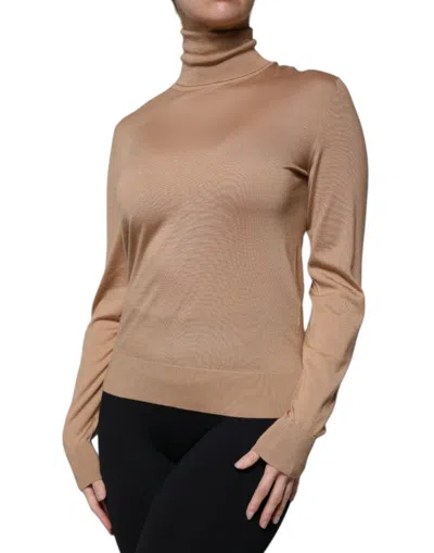 Pre-owned Dolce & Gabbana Brown Turtleneck Long Sleeve Pullover Women's Sweater ()
