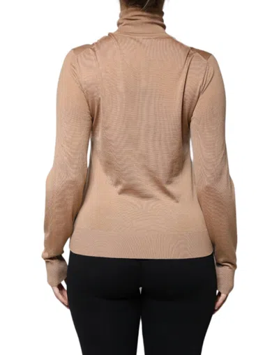 Pre-owned Dolce & Gabbana Brown Turtleneck Long Sleeve Pullover Women's Sweater ()