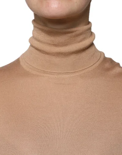 Pre-owned Dolce & Gabbana Brown Turtleneck Long Sleeve Pullover Women's Sweater ()