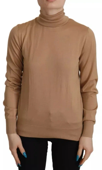 Pre-owned Dolce & Gabbana Brown Turtleneck Long Sleeve Pullover Women's Sweater ()