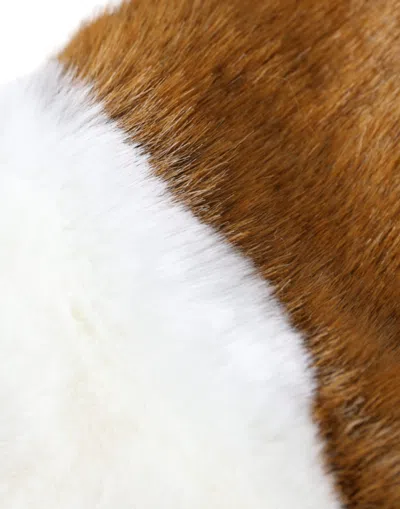 Dolce & Gabbana Brown White Acrylic Knitted Fur Mitten Women's Gloves In Brown