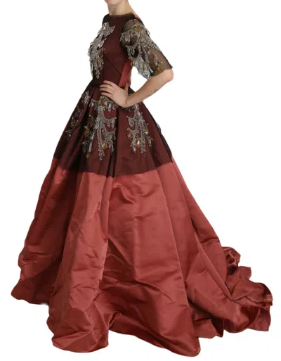 Dolce & Gabbana Crystal Chandelier Silk Princess Gown Women's Dress In Pink