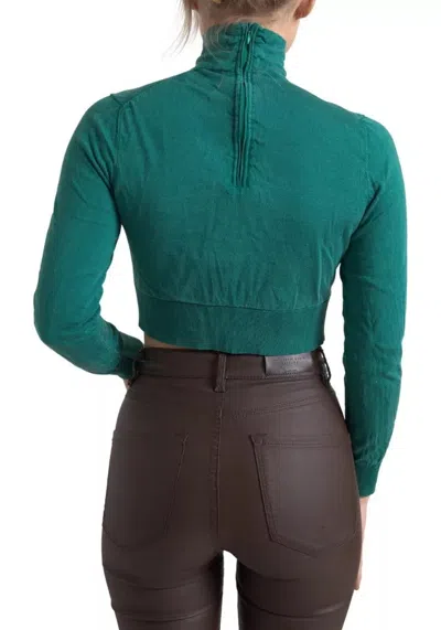 Pre-owned Dolce & Gabbana Dark Green Turtleneck Cropped Pullover Women's Sweater ()