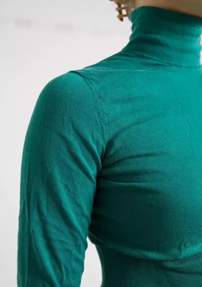 Pre-owned Dolce & Gabbana Dark Green Turtleneck Cropped Pullover Women's Sweater ()
