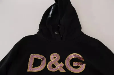 Pre-owned Dolce & Gabbana Dg Sequined Hooded Pullover Women's Sweater () In Black