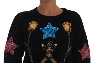 Dolce & Gabbana Fairy Tale Crystal Black Cashmere Sweater In Black
