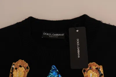 Dolce & Gabbana Fairy Tale Crystal Black Cashmere Sweater In Black
