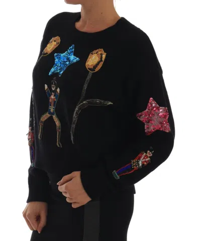Dolce & Gabbana Fairy Tale Crystal Black Cashmere Sweater In Black