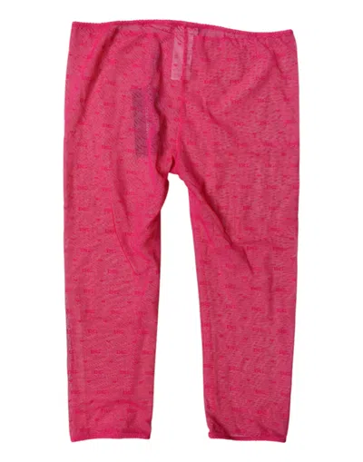 Dolce & Gabbana Fuchsia Logo Lace Lingerie Cropped Tight Women's Underwear In Pink