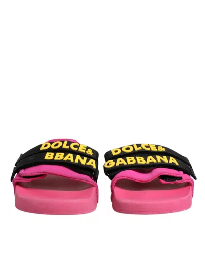 Pre-owned Dolce & Gabbana Fuchsia Neoprene Slides Flats Beachwear Women's Shoes () In Pink