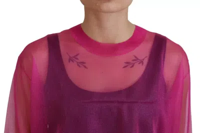 Pre-owned Dolce & Gabbana Fuchsia Polyester Crewneck Pullover Women's Sweater () In Pink