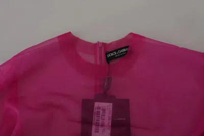 Pre-owned Dolce & Gabbana Fuchsia Polyester Crewneck Pullover Women's Sweater () In Pink