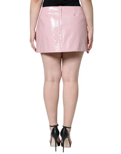 Pre-owned Dolce & Gabbana Glossy Pink Cotton High Waist Mini Women's Skirt ()