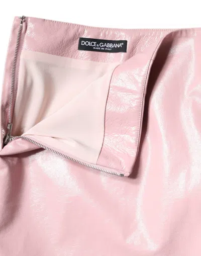 Pre-owned Dolce & Gabbana Glossy Pink Cotton High Waist Mini Women's Skirt ()