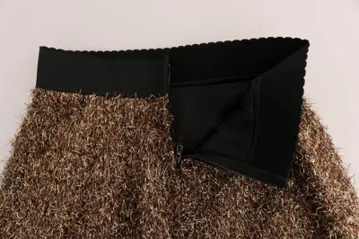 Dolce & Gabbana Gold Black Short Mini Skirt In Multi