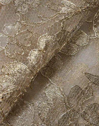 Dolce & Gabbana Gold Floral Lace A-line Sheath Mini Women's Dress In Gold