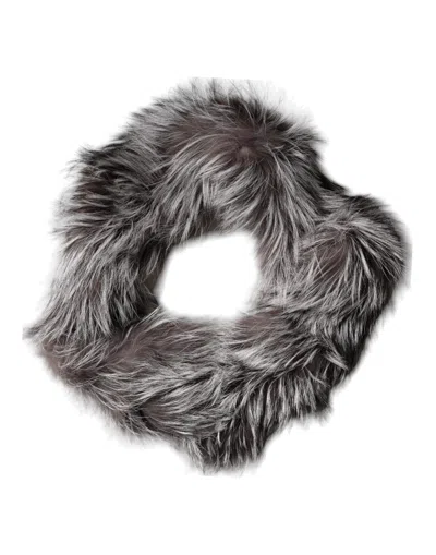 Dolce & Gabbana Gray Fox Fur Neck Wrap Warmer Winter Scarf In Gray