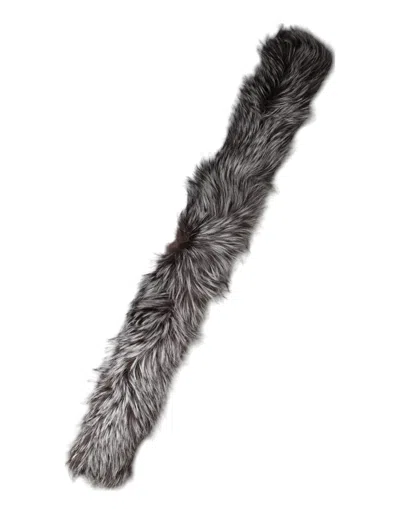 Dolce & Gabbana Gray Fox Fur Neck Wrap Warmer Winter Scarf In Gray