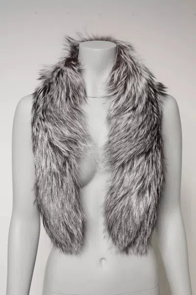 Dolce & Gabbana Gray Fox Fur Neck Wrap Warmer Winter Scarf In Gray