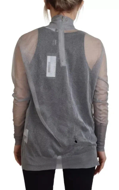 Pre-owned Dolce & Gabbana Gray See Through Turtleneck Pullover Women's Sweater ()