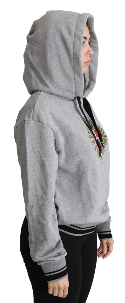 Dolce & Gabbana Gray Printed Hooded Exclusive Logo Women's Sweater In Gray
