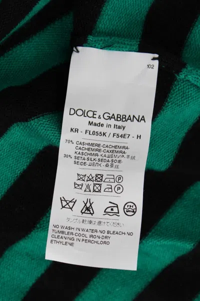 Dolce & Gabbana Green Black Silk Cashmere Sweater In Green