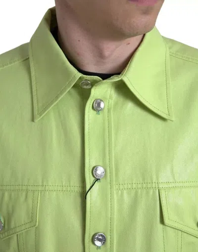 Pre-owned Dolce & Gabbana Green Cotton Collared Casual Button Down Men's Shirt ()
