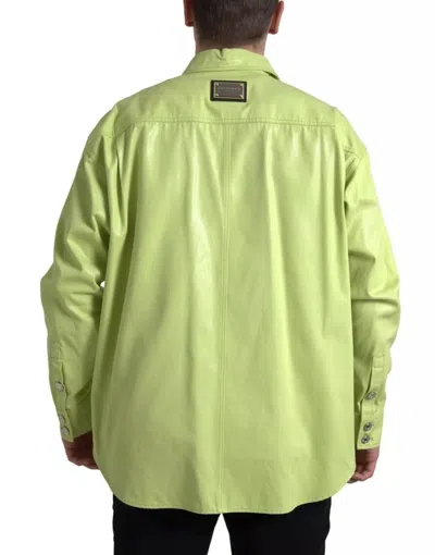 Pre-owned Dolce & Gabbana Green Cotton Collared Casual Button Down Men's Shirt ()