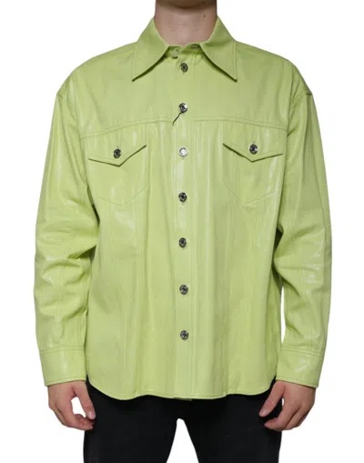 Pre-owned Dolce & Gabbana Green Cotton Collared Men Button Down Men's Shirt ()