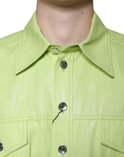 Pre-owned Dolce & Gabbana Green Cotton Collared Men Button Down Men's Shirt ()