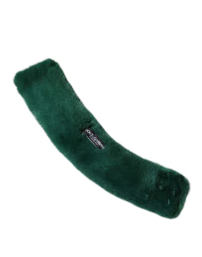 Dolce & Gabbana Green Mink Fur Collar Women Neck Wrap Scarf In Green