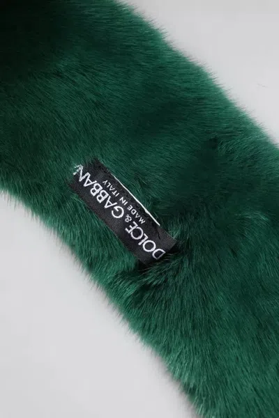 Dolce & Gabbana Green Mink Fur Collar Women Neck Wrap Scarf In Green