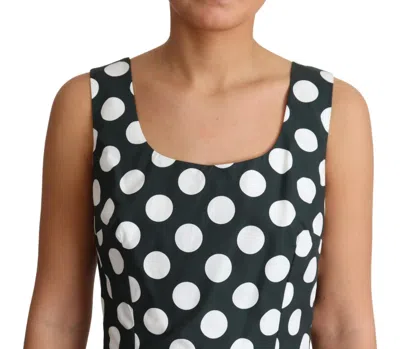 Dolce & Gabbana Chic Polka Dot A-line Sleeveless Dress In Green
