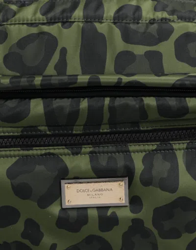 Pre-owned Dolce & Gabbana Green Polyester Leopard Print Shell Messenger Men's Bag ()