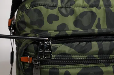 Pre-owned Dolce & Gabbana Green Polyester Leopard Print Shell Messenger Men's Bag ()