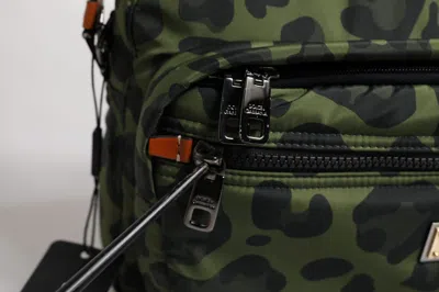 Pre-owned Dolce & Gabbana Green Polyester Leopard Print Shell Messenger Men's Bag ()