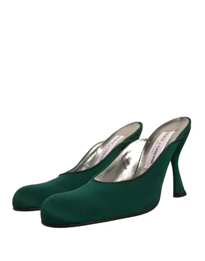 Pre-owned Dolce & Gabbana Green Suede Leather High Heel Pumps Women's Shoes ()