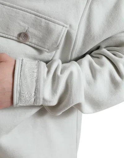 Dolce & Gabbana Grey Cotton Button Down Collared Coat Jacket In Gray