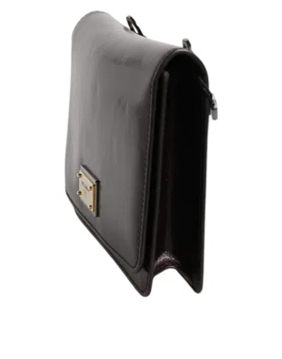 Pre-owned Dolce & Gabbana Maroon Horse Leather Logo Plaque Mini Crossbody Men's Bag () In Burgundy