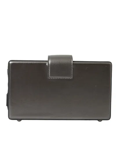 Pre-owned Dolce & Gabbana Metallic Gray Calfskin Leather Dg Box Shoulder Men's Bag () In Silver