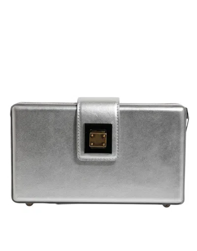 Pre-owned Dolce & Gabbana Metallic Silver Dg Box Leather Shoulder Strap Women's Bag ()
