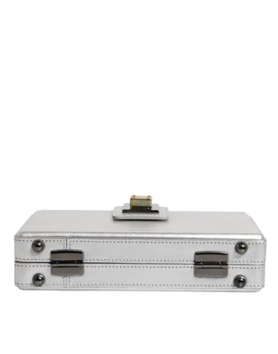 Pre-owned Dolce & Gabbana Metallic Silver Dg Box Leather Shoulder Strap Women's Bag ()