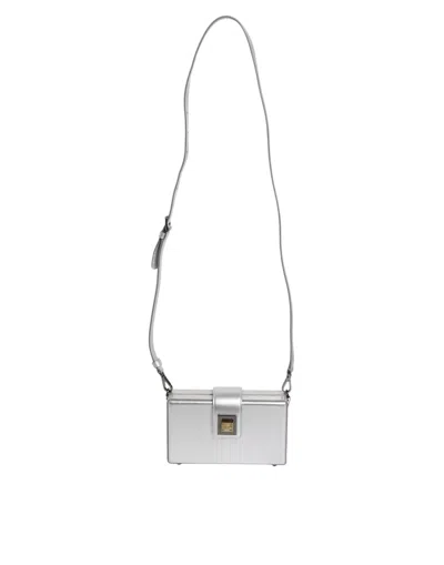 Pre-owned Dolce & Gabbana Metallic Silver Dg Box Leather Shoulder Strap Women's Bag ()
