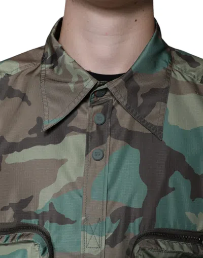 Pre-owned Dolce & Gabbana Multicolor Camouflage Button Down Men's Shirt ()