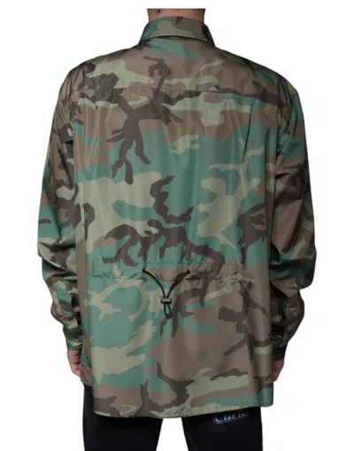 Pre-owned Dolce & Gabbana Multicolor Camouflage Button Down Men's Shirt ()